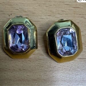 Gold and Lavender Crystal Earrings